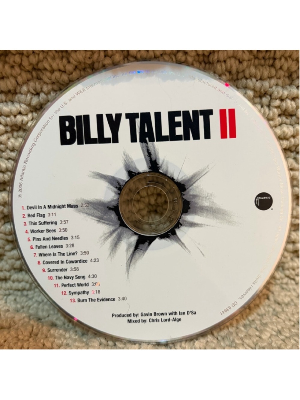 Billy Talent II Music CD Album Standard One Size White Black